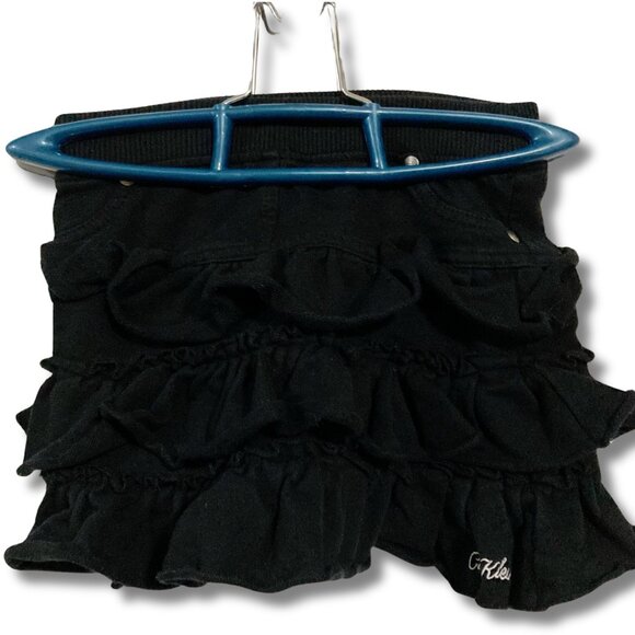 CALVIN KLEIN Little girl's black frilly tiered mini skirt ~ Goth kids size 4 5 6 - Picture 1 of 8